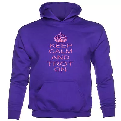 Keep Calm & Trot On Horse Riding Equesterian Funny Pony Kids Hoodie • £15.95