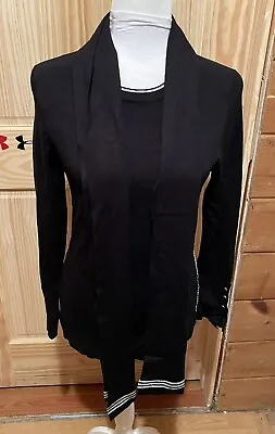 NWT Hilary Radley For Katherine Barclay Black Sweater With Scarf Size XSmal ~NEW • £16.53