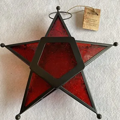 Moroccan Star Style Hanging Tea Light Votive Candle Lantern Red VTG Garden NEW • $19.99