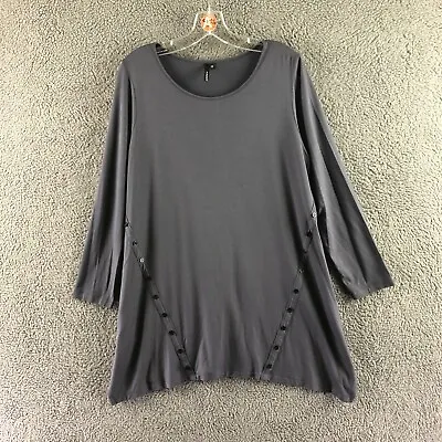 £14.99 • Buy Womens Yong Kim Size 12 Grey Button Detail Jersey Tunic Blouse Top