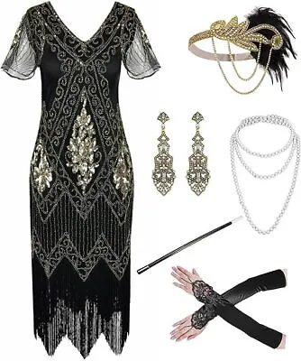 1920s Vintage Fringed Gatsby Hem Flapper Party Prom Cocktail Concert Dress • $64.99