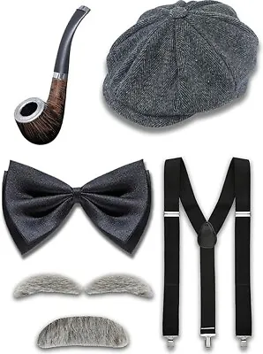 90's Old Man Grandad Gatsby Father Grandpa Costume Set Carnival Fancy Dress Up • £4.90