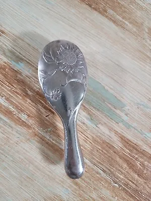 Vintage Antique Silver Tone Metal And Wood 4  Child Baby Hair Brush - Unmarked • $14.95