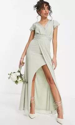 TFNC London Mint Green Dress UK 20 Arianna Chiffon Bridesmaid Prom OccasionParty • £18.22