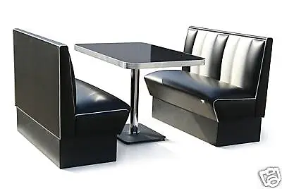 Retro 50s Diner Furniture Kitchen Table Restaurant  Bench Booth Seating Black • £2290