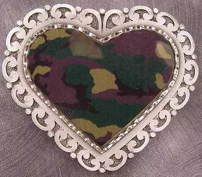 Pewter Belt Buckle Camouflage Loop Heart Military NEW • $19.99