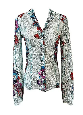 £31.79 • Buy Vintage Bazar By Christian Lacroix Womens Floral Lace And Mesh Blouse Size 38