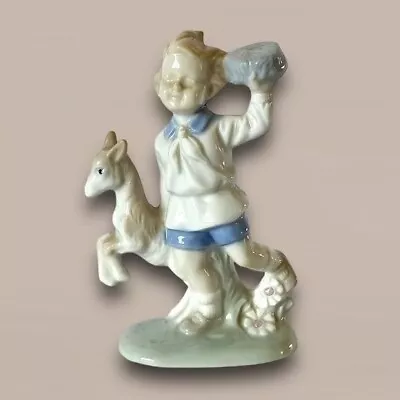 Vintage Lego Japan Boy W/ Goat And Flowers Porcelain Figurine • $10.99