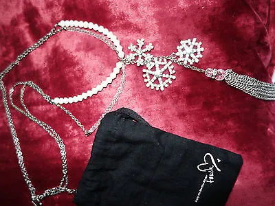Stunning Martine Wester Swarovski Snowflake Crystal Flapper Necklace With Tassel • £25