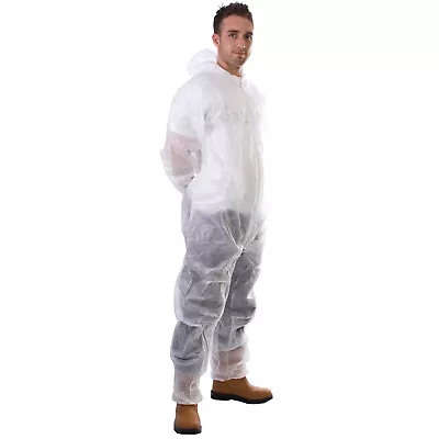 £3.85 • Buy Disposable Coveralls Painting Hood Painters Protective Boiler Suit White 
