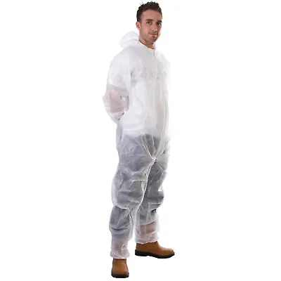 Disposable Coveralls Painting Hood Painters Protective Boiler Suit White  • £3.85