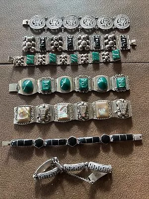 Vintage Taxco Mexican Sterling Silver Bracelet Jewelry Lot • $349