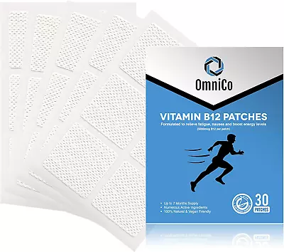 OmniCo Vitamin B12 Patches 5000mcg - Up To 7 Months Supply - 30 Patches - High - • £14.19