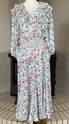 Vintage Diane Freis Georgette 80s Ruffled Dress Size Medium • $48.99