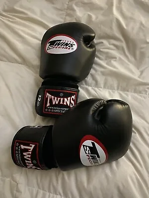 New Twins Special Muay Thai Boxing Gloves BGVL3 Black 12oz Genuine Leather MMA • $130