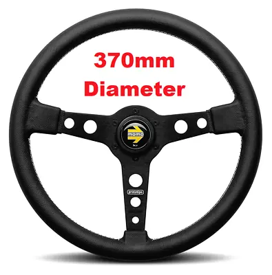 Genuine Momo Prototipo 370mm Black Leather Black Spokes Steering Wheel. NEW • $374.81