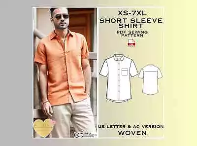 Men's Shirt Sewing Pattern Man Shirt Sewing Pattern Short Sleeve Shirt Pattern • $5.99