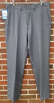 NWT HAGGAR Men's TRAVEL PERFORMANCE SUIT PANTS Tailored Fit Gray 36 X 32 • $24.71