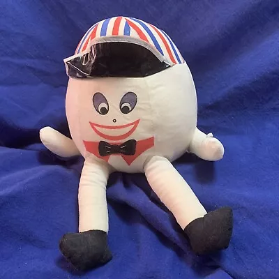 HUMPTY DUMPTY Stuffed Doll Cloth Toy Red White Blue Striped Cap Bowtie Vtg NOS  • $25