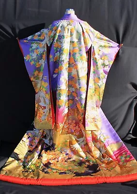 Uchikake Kimono Pure Silk Wedding Vintage Bridal  Robe Japanese • $399