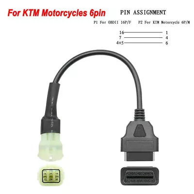 6 Pin To OBD Diagnostic Adapter Cable For KTM Motorcycle Tune ECU Programming UK • $8.69