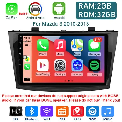 32GB Android 13.0 Car Radio Stereo GPS Navigation CarPlay For Mazda 3 2010-2013 • $149.59