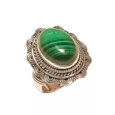 Gift For Her Natural Malachite Ring Size 5.5 925 Sterling Silver Jewelry • $37.99