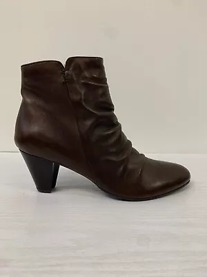 Cara London Boots Size 6 Brown Leather Ruched Ankle Boot Worn Once EU 39 • £33.99