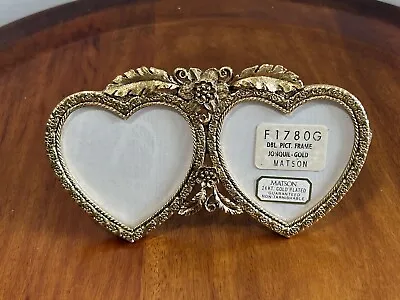 Vintage Matson Double Heart Photo Frame 24K Gold Plated Jonquil 6 1/2 X 3 1/2  • $45