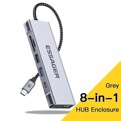 Essager USB-C Hub With Disk Storage: 8-in-1 Laptop Dock Station Mac Book Pro Air • £54.99