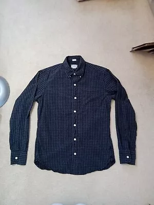 J Crew Shirt Men's Small Button Down Slim Fit Dark Gray Gingham Long Sleeve EUC • $15