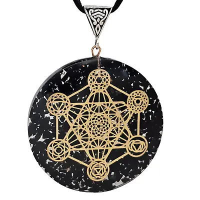 Black Tourmaline Orgone Necklace Pendant Metatrons Cube Orgonite Sacred Geometry • $11.42