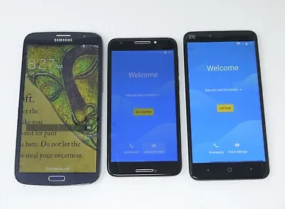 Lot Of 3 Large Android Smartphones - For Parts - ZTE Blade X Max / Galaxy Mega • $39.99