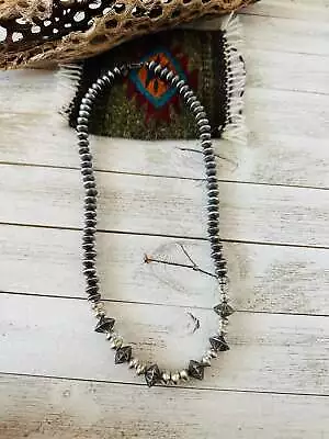 Navajo Sterling Silver Pearl Beaded Necklace 20” • $679