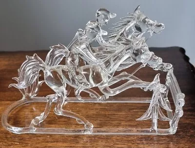 Rare Very Fine Vintage Murano Glass Racing Horses Venetian Art Glass Lampwork • £39