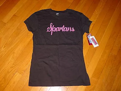 MSU Michigan State SPARTANS Pink SPARKLY SOFFE Womens Juniors T-Shirt NEW  LARGE • $9.99