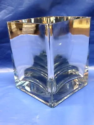 Teleflora Square Mirrored Silver Glass Vase Planter EUC • $15