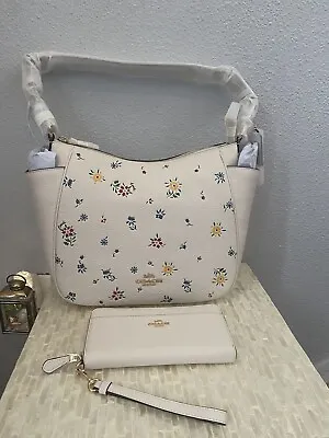 Coach Rori Shoulder Bag With Wild Meadow Print Gold/Chalk Multi & Wallet 🌺 • $589.84