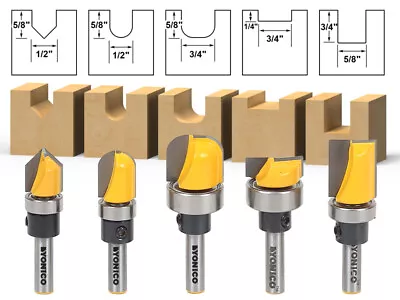 5 Bit Template Router Bit Set - 1/4  Shank - Yonico 14525q • $36.95