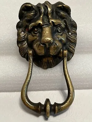 Vintage Brass Lion Head Door Knocker 8 Inches Tall  • $25
