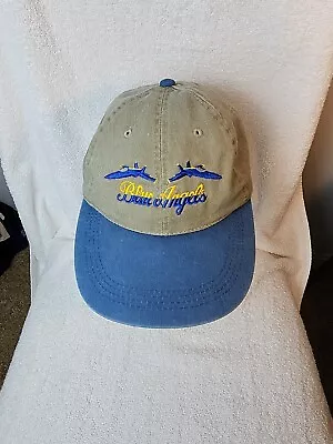VINTAGE Blue Angles Hat Cap Adjustable Strap Light Grey Blue Mens 90s Air Force  • $12.36