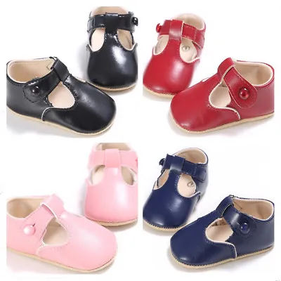 Newborn Baby Boy Girl T-Bar Pram Shoes Faux Leather Pre Walker First Shoes 0-18M • £4.99