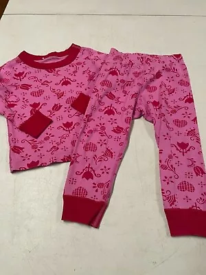 Hanna Andersson Organic Cotton  Tulip Hearts Long Johns Pajamas  80  18  24  Ms • $15