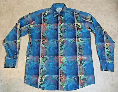 Luchiano Visconti Black Mens Size 2XL 2XLT Wild All Over Print Shirt Long Sleeve • $29