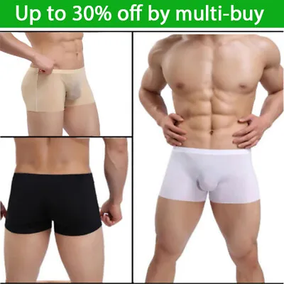 Mens Ice Silk Seamless Boxer Shorts Briefs Comfy Underwear Trunks Underpants • £4.99