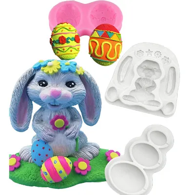 £3.29 • Buy Easter Egg Bunny Rabbit Silicone Fondant Mould Chocolate Candy Cake Baking Mold