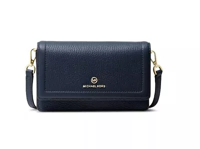 MICHAEL KORS Jet Set Genuine Leather Phone Crossbody Bag Wallet NAVY-Defective • $60