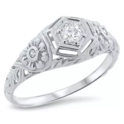 Engagement Wedding Art 925 Sterling Silver Cz Ring            Size 7.75 #839y • $27