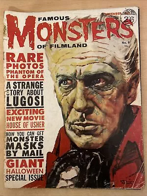 Famous Monsters Of Filmland Magazine  Issue 9. 1960 Rare. Good Condition • £27.99