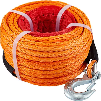 VEVOR 3/8  X 100FT Winch Rope Synthetic Line Orange Recovery Cable 4WD ATV SUV • $54.99